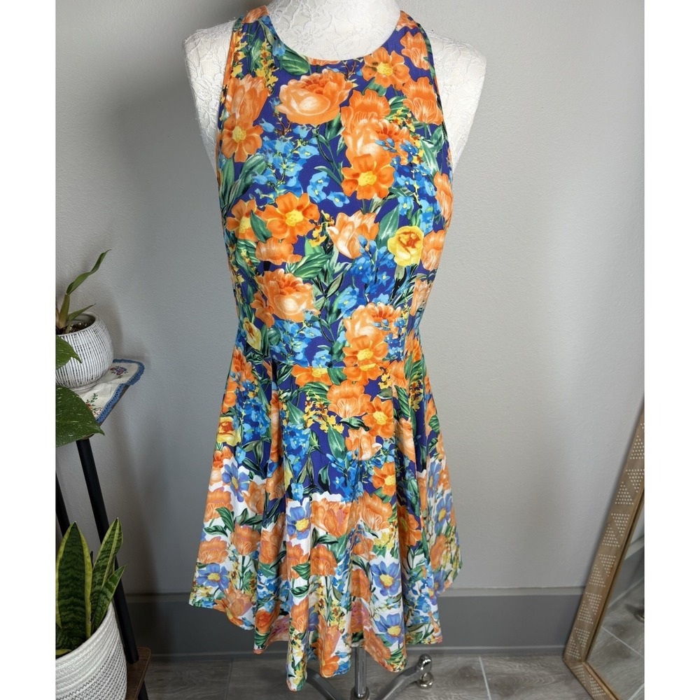 Yumi Kim Women's Large ~ Floral Silk Sleeveless Lined Sun Dress